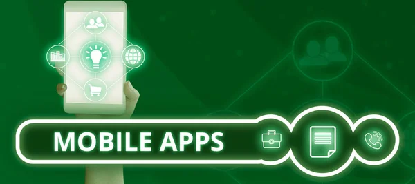 Szöveg Felirat Bemutatása Mobile Apps Word Software Application Designed Run — Stock Fotó