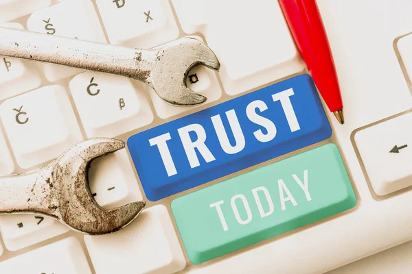 Inspiração Mostrando Sinal Confiança Conceito Negócio Firme Crença Confiabilidade Capacidade — Fotografia de Stock