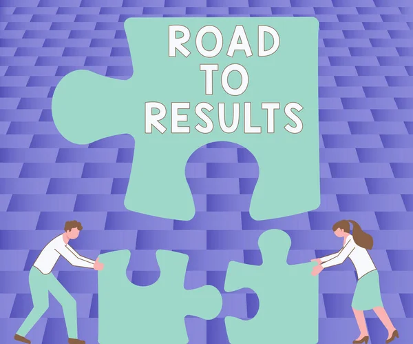 Sinal Mostrando Road Results Word Business Direção Path Resultado Alcanços — Fotografia de Stock