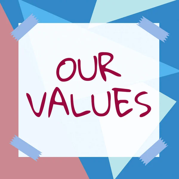 Handwriting Text Our Values Business Overview List Morals Companies Individuals — Stock Photo, Image