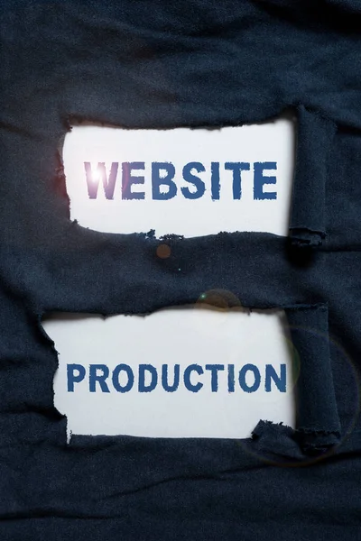 Текстовий Знак Показує Веб Продакшн Інтернет Концепція Створення Сайтів Контентом — стокове фото