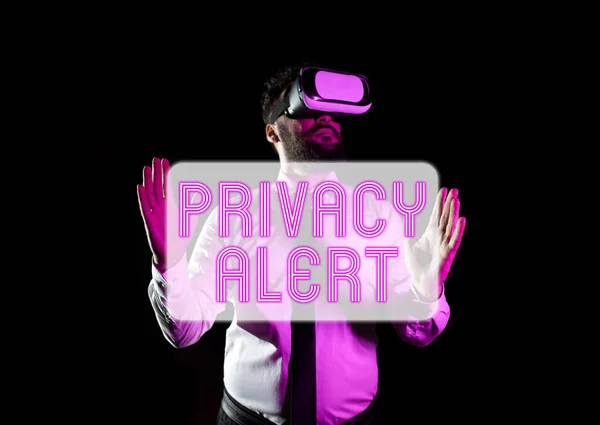 Exibição Conceitual Alerta Privacidade Visão Geral Negócio Adverte Usuário Risco — Fotografia de Stock