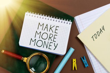 Kavramsal görünüm Daha fazla para kazan, kavramsal kavram geliri arttır maaş faydalarını arttır daha sıkı çalış hırs