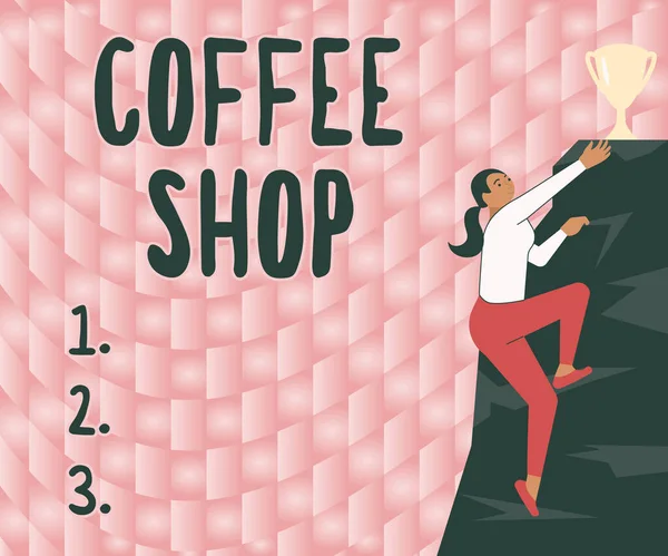 Beschilderung Coffee Shop Konzeptfoto Eines Restaurants Das Erster Linie Kaffee — Stockfoto