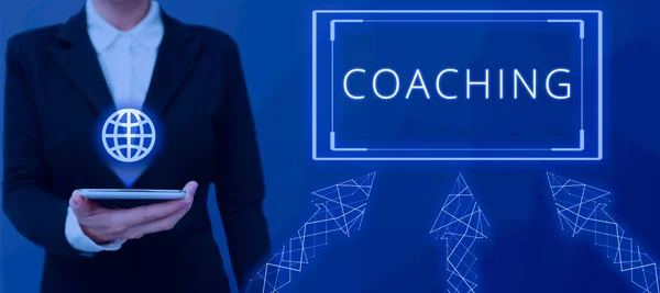 Inspiration Showing Sign Coaching Business Idea Unlocking Persons Potential Maximize — Stock Photo, Image