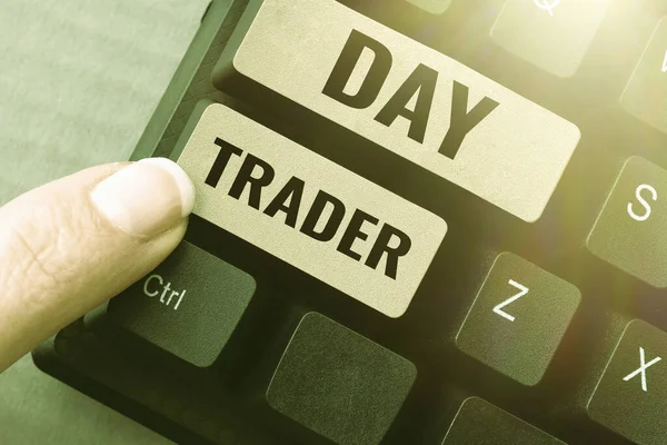 Writing Displaying Text Day Trader Concept Meaning Person Buy Sell — Stock Photo, Image