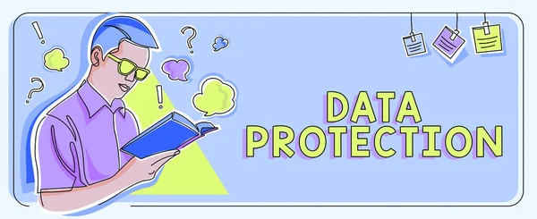 Firma Que Muestra Protección Datos Concepto Internet Que Protege Información —  Fotos de Stock