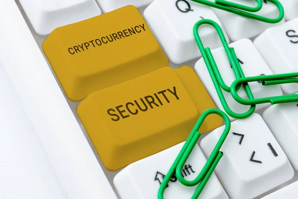 Концептуальная Подпись Cryptocurrency Security Business Approach Prevent Unauthorized Digital Money — стоковое фото