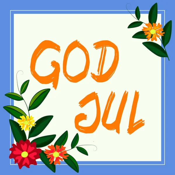 Концептуальный Дисплей God Jul Concept Meaning Merry Christmas Greeting Showing — стоковое фото
