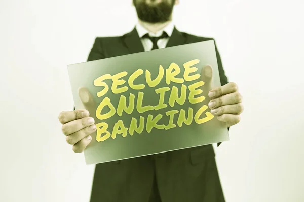 Psaní Textu Secure Online Banking Conceptual Photo Protect Digital Bank — Stock fotografie