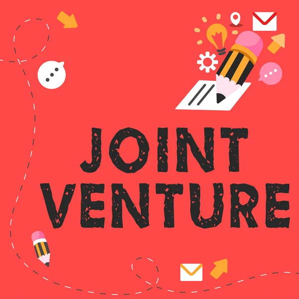 Ručně Psané Znamení Joint Venture Internet Koncept Obchodní Partnerství Investované — Stock fotografie