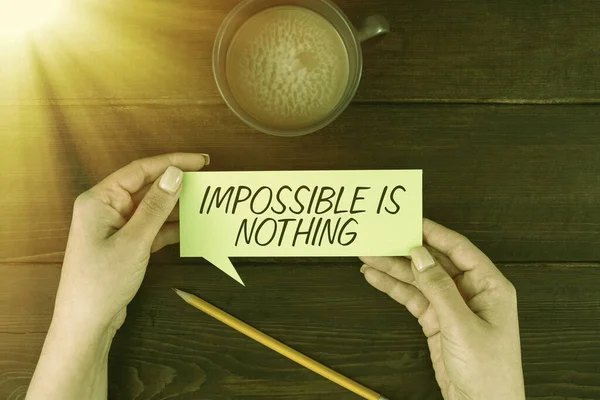 Escrever Exibindo Texto Impossible Nothing Ideia Negócio Motivado Para Alcançar — Fotografia de Stock