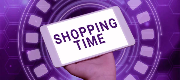 Conceptuele Weergave Shopping Time Business Idee Van Sessie Toegestaan Voor — Stockfoto