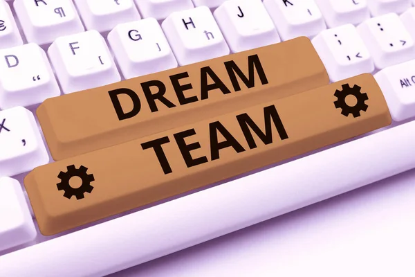 Inspiración Mostrando Signo Dream Team Escaparate Negocios Unidad Preferida Grupo —  Fotos de Stock