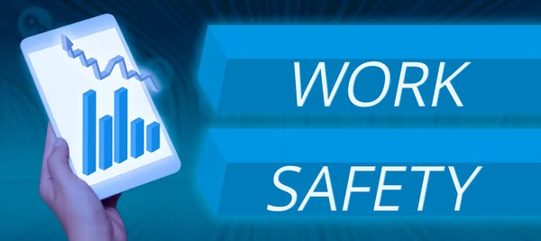 Texto Que Presenta Seguridad Trabajo Las Empresas Muestran Medidas Preventivas —  Fotos de Stock