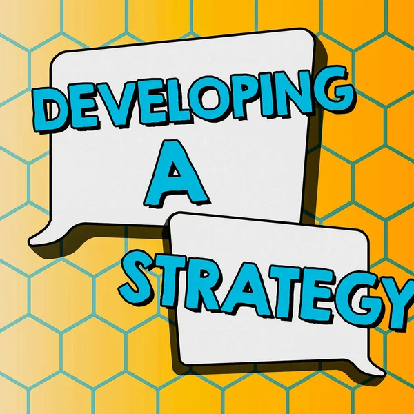 Inspiratie Toont Teken Het Ontwikkelen Van Een Strategie Business Concept — Stockfoto