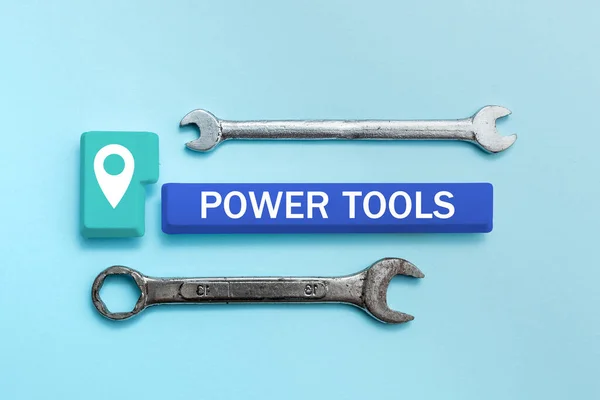 Writing Displaying Text Power Tools Word Written Tools Powered Electric — Stock Photo, Image