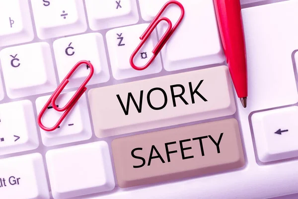 Texto Que Muestra Inspiración Seguridad Trabajo Enfoque Empresarial Medidas Preventivas —  Fotos de Stock
