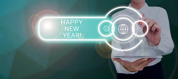 Escribir Mostrando Texto Feliz Año Nuevo Concepto Internet Otro Año —  Fotos de Stock