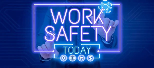 Inspiración Mostrando Signo Seguridad Trabajo Enfoque Empresarial Medidas Preventivas Aplicadas —  Fotos de Stock