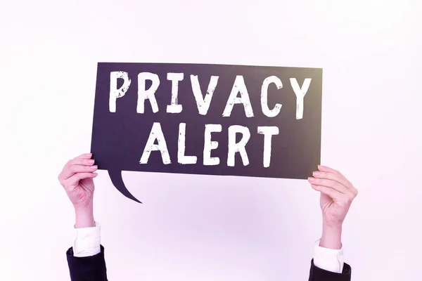 Tekenen Weergeven Van Privacy Alert Business Showcase Waarschuwt Gebruiker Voor — Stockfoto