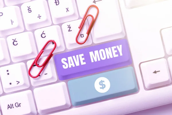 Text Zeigt Inspiration Geld Sparen Internet Konzept Speichern Sie Einen — Stockfoto