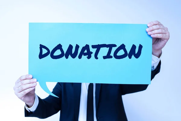 Firma Escritura Mano Donación Palabra Para Realización Regalo Especialmente Caridad — Foto de Stock