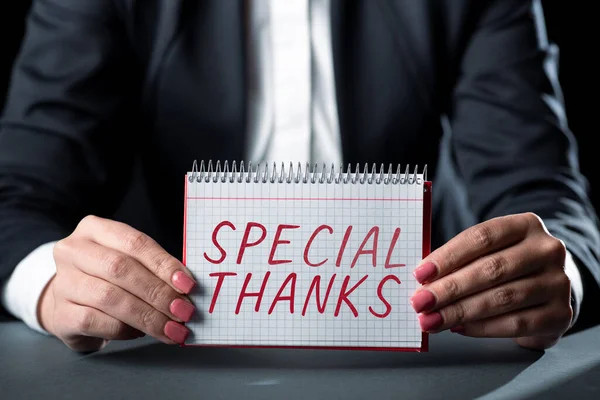Legenda Conceitual Agradecimentos Especiais Palavra Escrito Apreciar Algo Alguém Uma — Fotografia de Stock