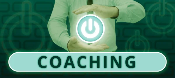 Sign Displaying Coaching Concept Meaning Unlocking Persons Potential Maximize Own — Stock Photo, Image