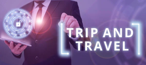 Kavramsal Manşet Trip Travel Business Show Ünlü Simgeleri Turistik Mekanlar — Stok fotoğraf