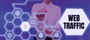 Web trafiği kavramsal görüntüleme, web kullanıcılarının iş konsepti miktarı ve bir web sitesine yapılan ziyaret