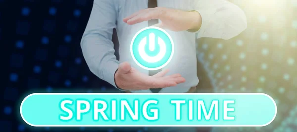 Text Sign Showing Spring Time Business Approach Temperate Season Year — Stock Photo, Image