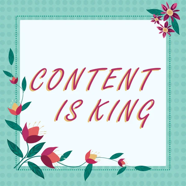 手書き記号コンテンツは王であり オンライン広告戦略を意味する概念検索エンジンマーケティング — ストック写真