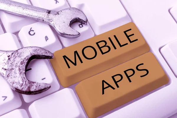 Szöveg Megjelenítése Mobile Apps Word Software Application Designed Run Handheld — Stock Fotó