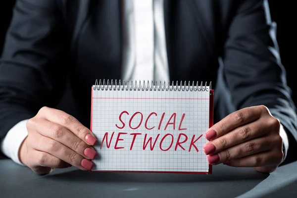 Didascalia Concettuale Social Network Internet Concetto Quadro Individuo Collegato Relazione — Foto Stock