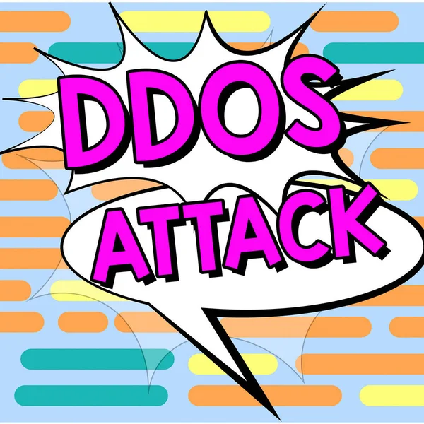 Ручний Знак Запису Ddos Attack Бізнес Концепція Порушила Доступ Звичайного — стокове фото