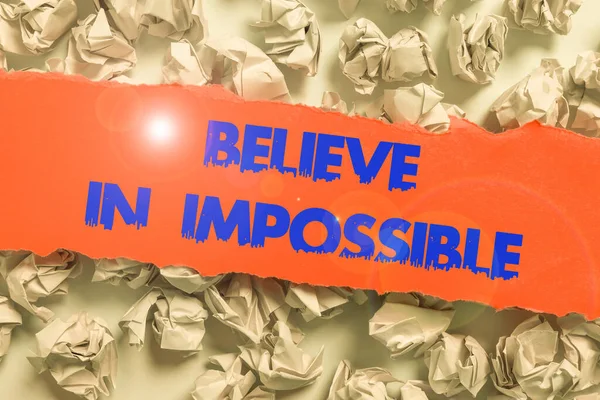 Wyświetlanie Znaku Believe Impossible Business Showcase Motywacji Inspiracji Można Zrobić — Zdjęcie stockowe