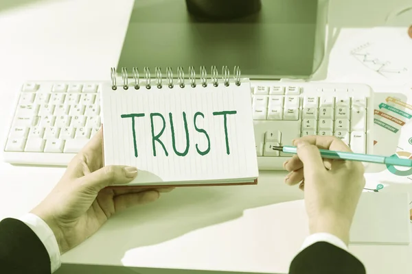 Legenda Conceitual Confiança Negócios Mostram Firme Crença Confiabilidade Capacidade Verdade — Fotografia de Stock
