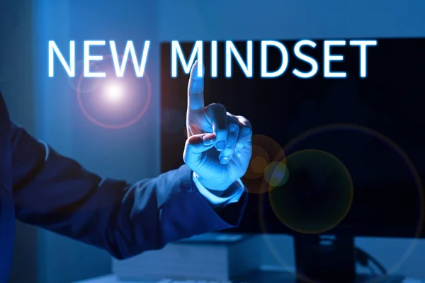 Bildunterschrift New Mindset Wort Für Frisch Erfundene Gedanken Und Überzeugungen — Stockfoto