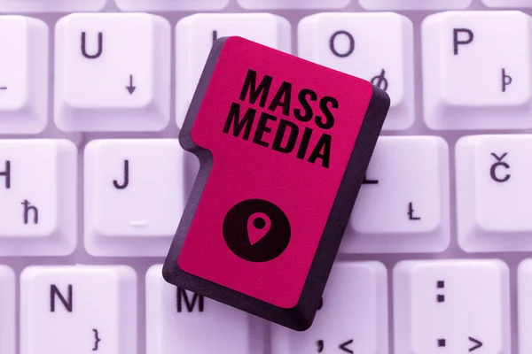 Didascalia Testo Che Presenta Mass Media Business Concept Group Che — Foto Stock