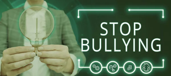 Текстовый Знак Показывающий Stop Bullying Концепция Означающая Озвучивание Кампании Против — стоковое фото