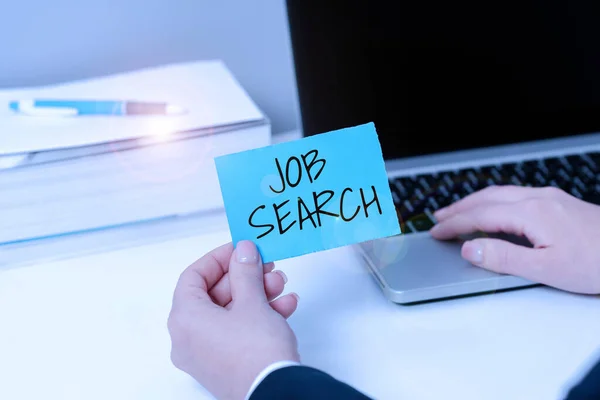 Texto Inspiração Job Search Concept Meaning Ato Pessoa Para Encontrar — Fotografia de Stock