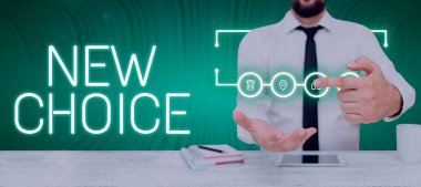 Yeni Seçenek sunan metin başlığı, İşletme vitrini birçok seçeneğe sahip ve seçim yapmak için bir tane daha ekliyor