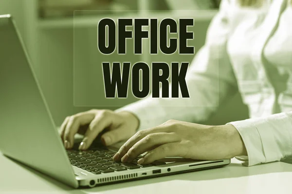 Visualizzazione Concettuale Office Work Word Lavoro Che Avviene Principalmente Ambiente — Foto Stock