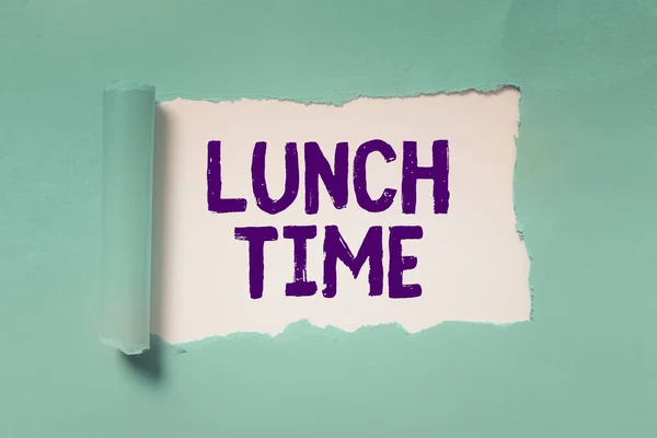 Textový Nápis Ukazující Čas Oběda Konceptuální Foto Jídlo Uprostřed Dne — Stock fotografie