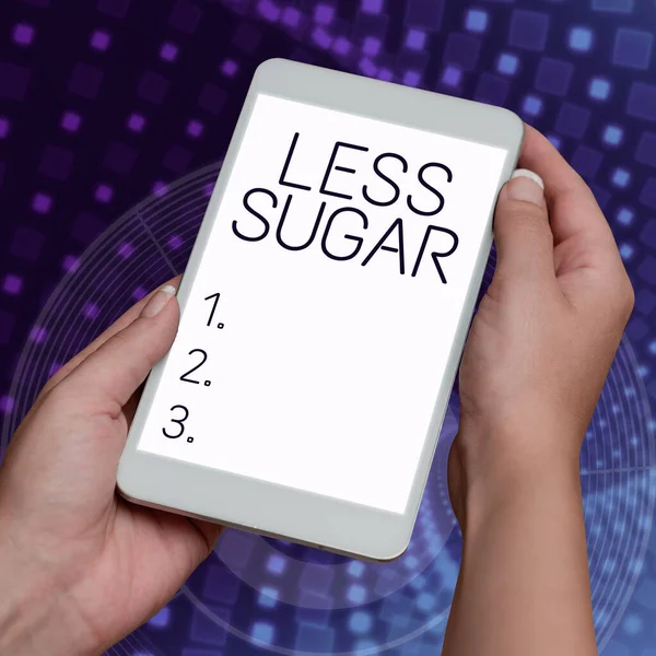 以下の砂糖を提示するテキストキャプション ビジネスアプローチ私たちが食べる食品や飲み物の甘さの低いボリューム — ストック写真