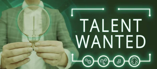 Segno Testo Che Mostra Talent Wanted Concetto Business Metodo Identificare — Foto Stock