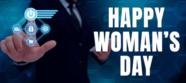 Happy Woman Day Έννοια Σημαίνει Τιμήσει Την Ουσία Του Κάθε — Φωτογραφία Αρχείου