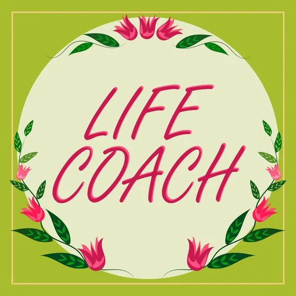 Inspiration Zeigt Zeichen Life Coach Business Überblick Eine Person Die — Stockfoto