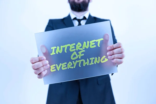 stock image Text caption presenting Internet Of Everything, Word Written on smart modern city and wireless communication network